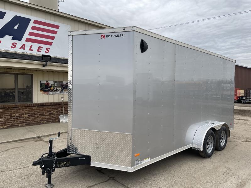 MTI Trailers 7X16 V-Nose Ramp Door Silver Enclosed Cargo Trailer w/ 7' Interior Height MTI Trailers 7X16 V-Nose Ramp Door Silver Enclosed Cargo Trailer w/ 7' Interior Height