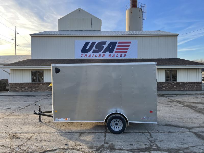 American Hauler 6x12 Deluxe V-Nose Ramp Enclosed Cargo Trailer Pewter American Hauler 6x12 Deluxe V-Nose Ramp Enclosed Cargo Trailer Pewter