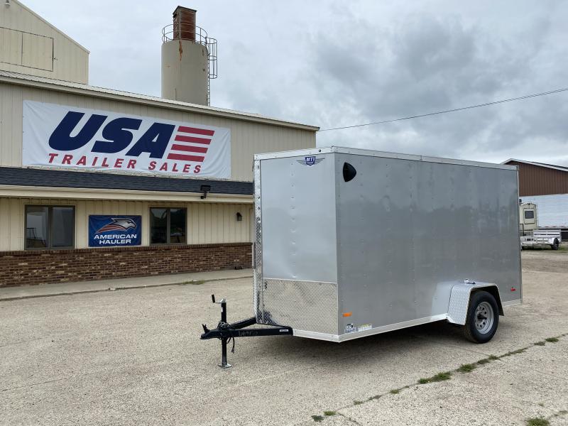 MTI Trailers 6X12 VNose Ramp Door Silver Enclosed Cargo Trailer w/ 6'6