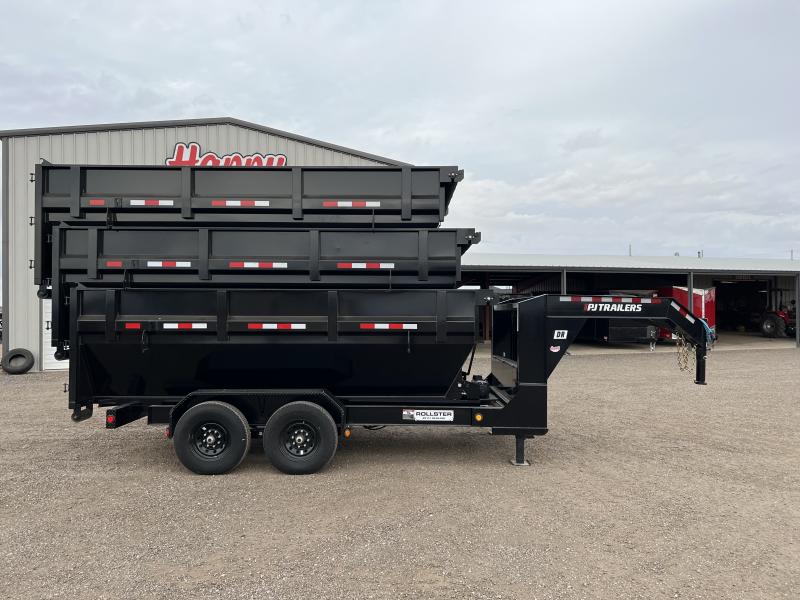 PJ 83"x14' GN Roll Off Dump Trailer w/3Bin Package DR Happy