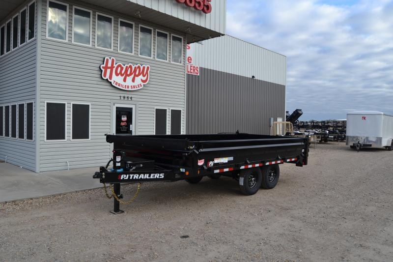 2023 PJ Trailers 96"x14' Deckover Dump Trailer Fold Down Sides Happy