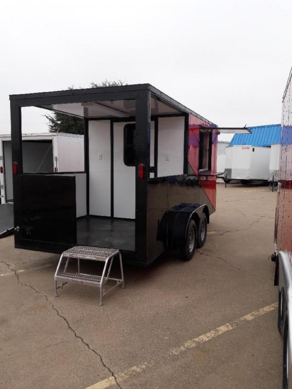 Red/ Black 7x16 Concession BBQ Smoker Trailer Red/ Black 7x16 Concession BBQ Smoker Trailer