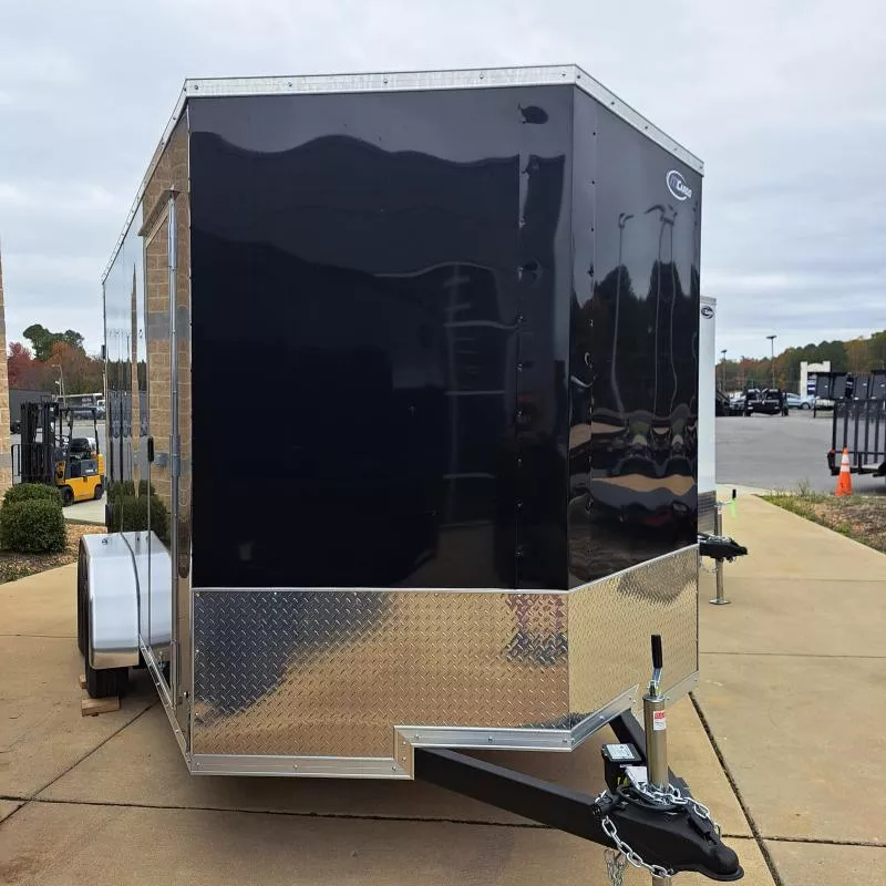 2026 ITI Cargo 7X14 Black w/Translucent Roof Flat Top V-Nose Cargo / Enclosed Trailer 7K