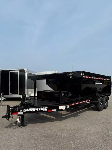 2025 Sure-Trac 16' Black 15.4K Carrier Roll Off with 14' Bin 4ft High Sides 13.5 CU YD