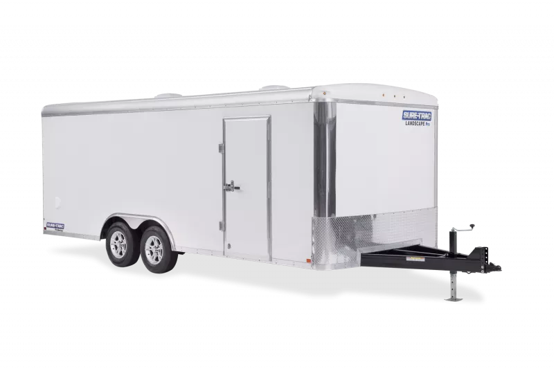 2026 Sure-Trac 8.5X20 White Landscape Pro Enclosed Round Top Trailer 10K w/Upgraded All Aluminum Torsion Spring Ramp
