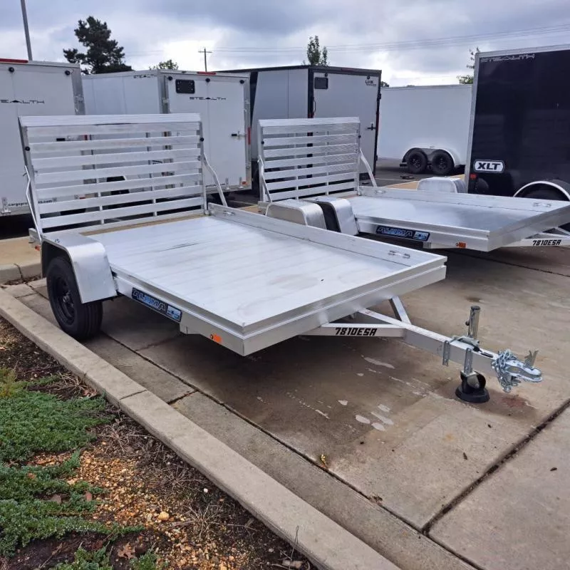 2026 Aluma 78X10 Aluminum Deck Single Axle Straight Tailgate Utility Trailer 3K