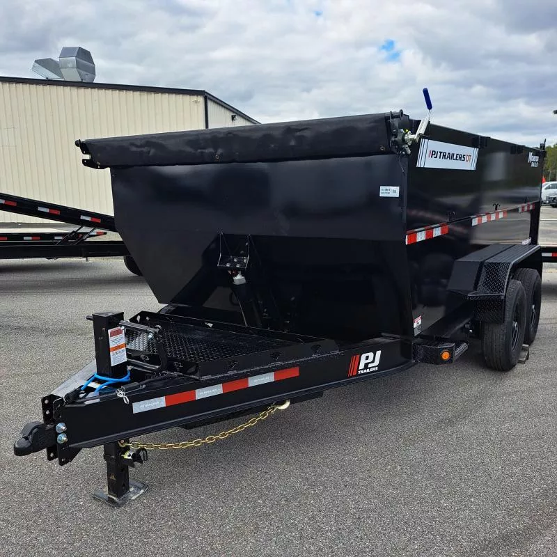 2026 PJ Trailers 83X14 Black Low Pro Telescopic Dump Trailer 15.4K w/4ft High Sides