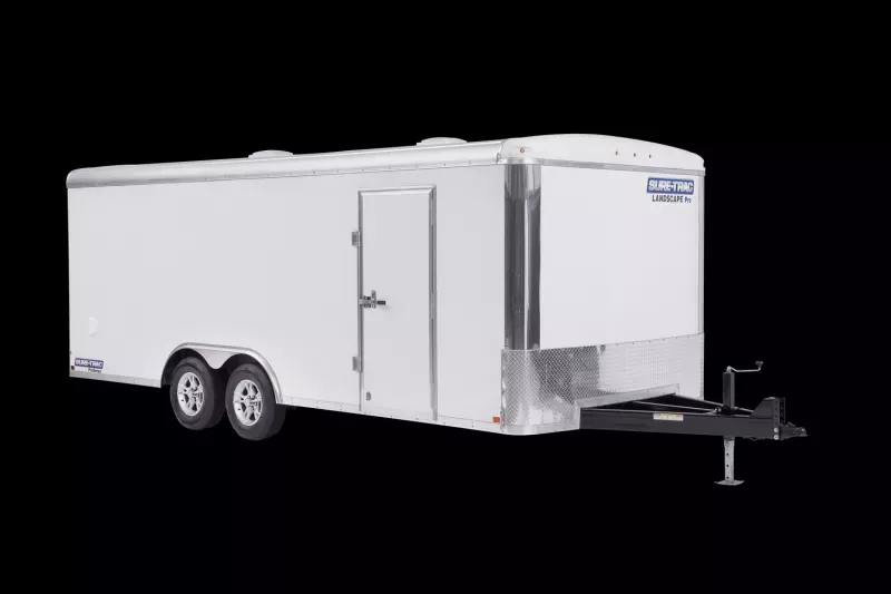 2026 Sure-Trac 8.5X20 White Landscape Pro Enclosed Round Top Trailer 10k