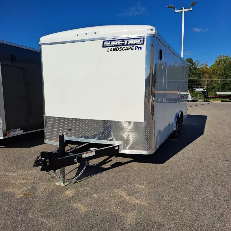 2026 Sure-Trac 8.5X20 White Landscape Pro Enclosed Round Top Trailer 10k