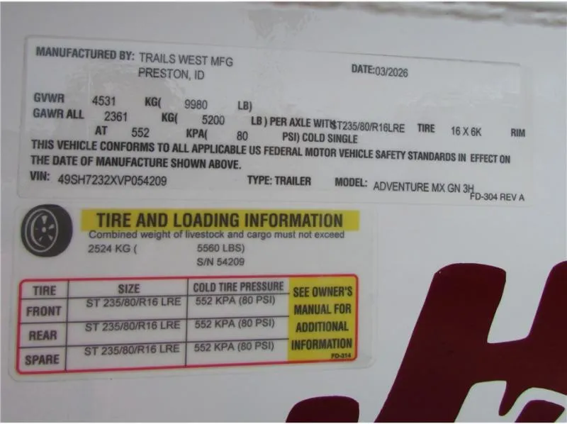 used Horse Trailers Trails West  for sale, in Madera, CA Thumbnail 23