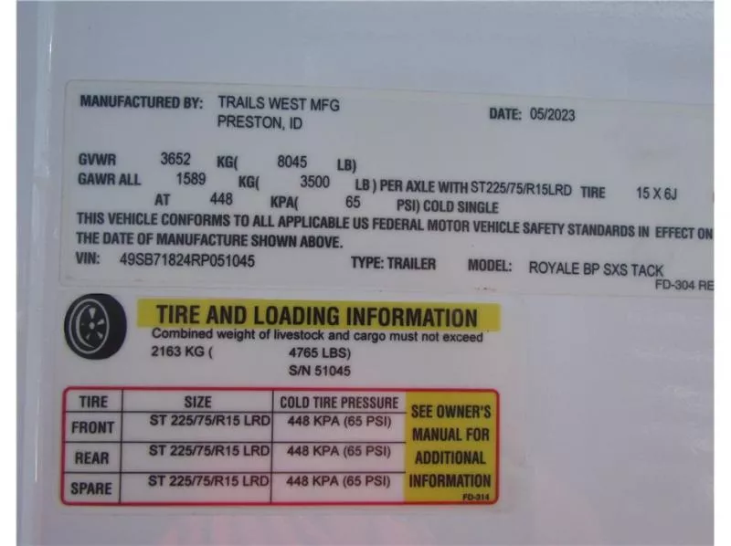 used Horse Trailers Trails West  for sale, in Madera, CA Thumbnail 25