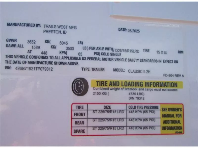 used Horse Trailers Trails West  for sale, in Madera, CA Thumbnail 20