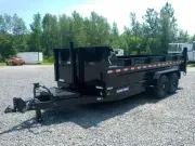 2026 Sure-Trac 7x16 Powder Coated 14K Telescopic Dump Trailer w/Ramps & Tarp
