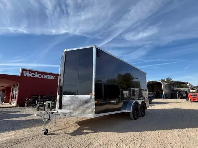 2026 EZ Hauler 7X16 XLT SERIES TANDEM AXLE ALL ALUMINUM Cargo / Enclosed Trailer with rear wing and loading lights. 