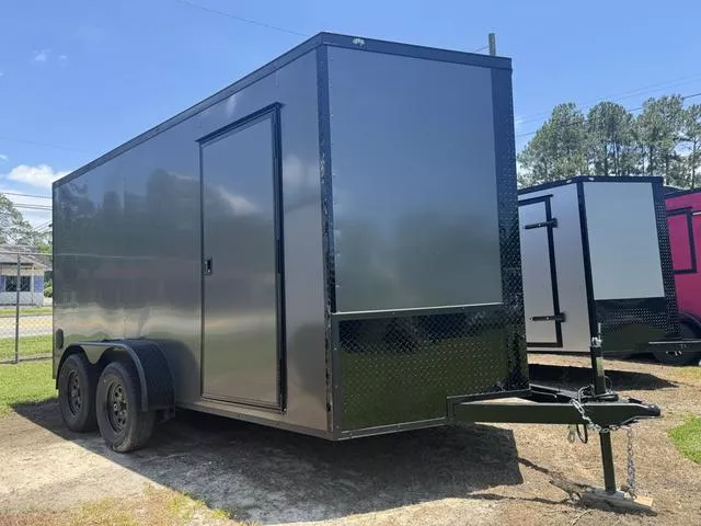 2026 STEEL PINES CARGO 7X14TA Charcoal/Blackout Enclosed Cargo Polycore Series