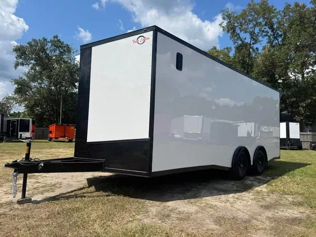 2026 STEEL PINES CARGO 8.5x20TA3 White Blackout Carhauler "RACING SERIES"