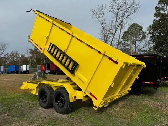 2026 STEEL PINES CARGO 7X14TA5 YELLOW DUMP TRAILER 48" WALLS
