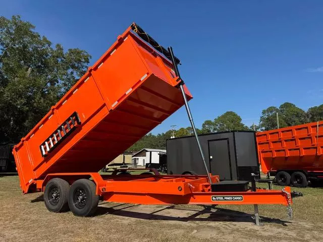 2026 STEEL PINES CARGO 7X16TA5 TANGERINE ORANGE DUMP TRAILER 48" WALLS