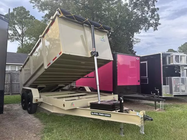 2026 STEEL PINES CARGO 7X16TA5 Sand Dump Trailer 48" Walls With Understorage Ramps