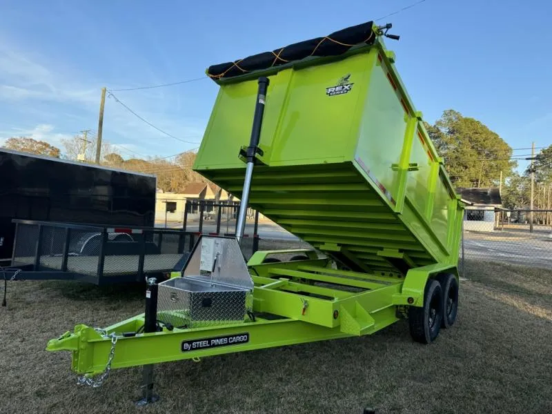 2026 STEEL PINES CARGO 7X14TA5 SLIME GREEN DUMP TRAILER