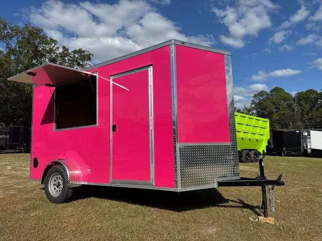 2026 STEEL PINES CARGO 6X12SA Pink and Chrome Enclosed Trailer Retail Shell