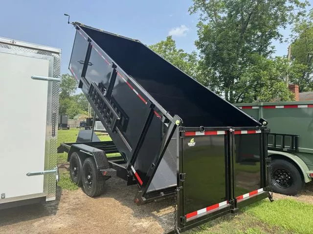 2026 STEEL PINES CARGO 7X16TA5 BLACK DUMP TRAILER SPREADER GATE