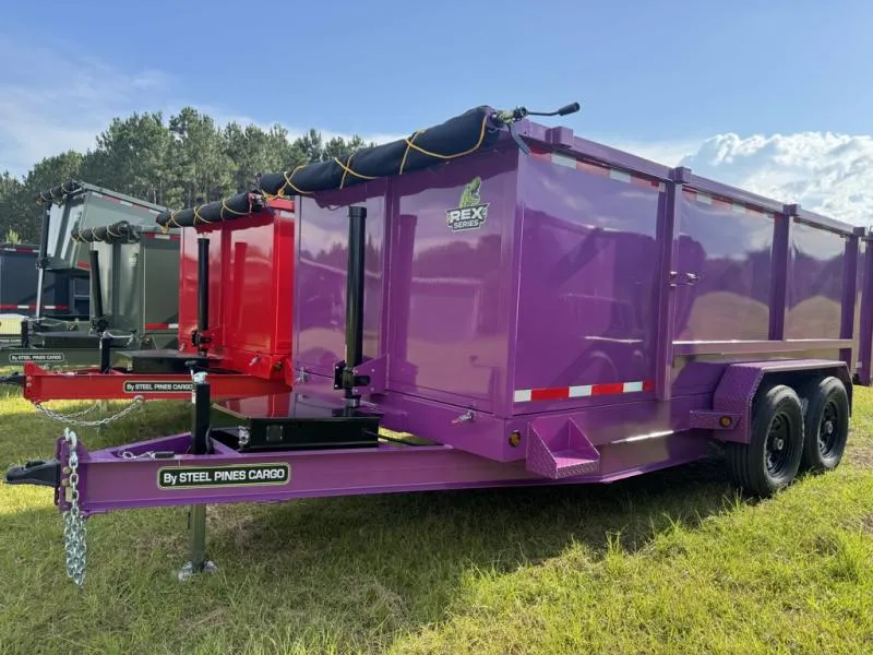 2026 STEEL PINES CARGO 7X14TA5 PURPLE DUMP TRAILER 48" WALLS