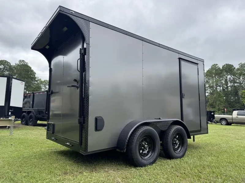 2026 STEEL PINES CARGO 6x12TA Charcoal Blackout Enclosed Cargo Polycore Series with Rear Spoiler and