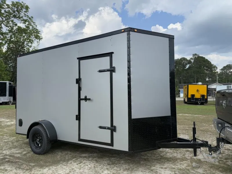 2026 STEEL PINES CARGO 6x12SA Silver Blackout Enclosed Cargo Trailer Polycore Series