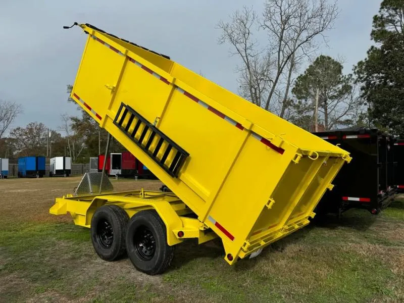 2026 STEEL PINES CARGO 7X14TA5 YELLOW DUMP TRAILER 48" WALLS