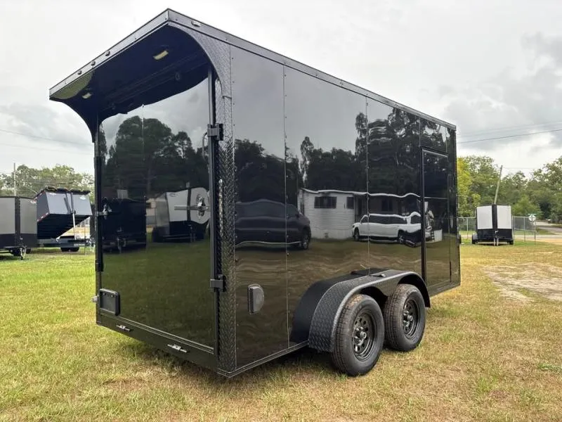 2026 STEEL PINES CARGO 7X14TA Blackout Enclosed Cargo Polycore Series With Spoiler