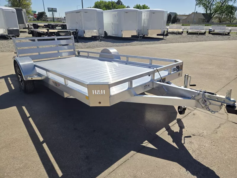 2025 H and H Trailer 78x14 Aluminum Low Side Utility Trailers 3K Idler