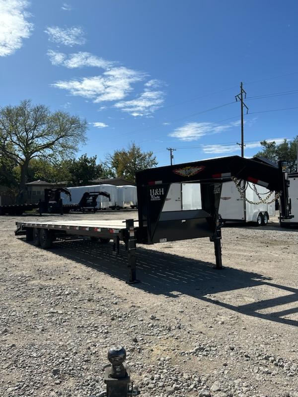 2025 H and H Trailer 102x25+5 Low Profile Dovetail Super Deluxe Ramps Gooseneck Deckover Trailer 15K