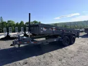 2026 Delco 7' x 16' 14,000lb GVWR Dump Trailer w/ Mesh Tarp & Ramps! *TELESCOPIC CYLINDER*