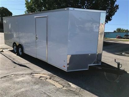 Covered Wagon 8.5 x 24 + 2' V Enclosed Car Hauler 10K Covered Wagon 8.5 x 24 + 2' V Enclosed Car Hauler 10K