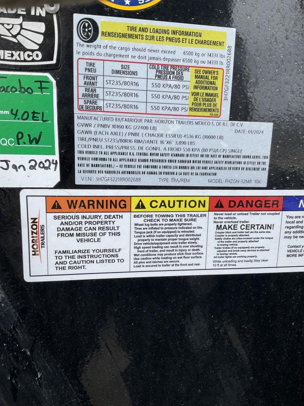 2024 Horizon Trailers FHZGN-32MR10K Flatbed Trailer 102X32