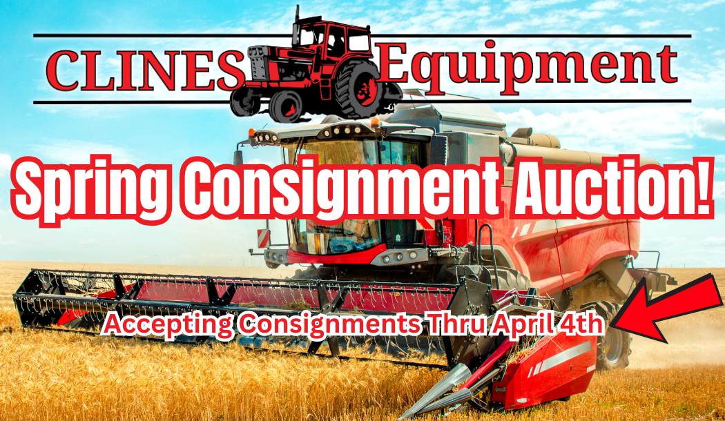 One of Missouri's largest farm auctions. Clines spring farm auction on April 5, 2025 at Clines Equipment in Aurora Missouri.