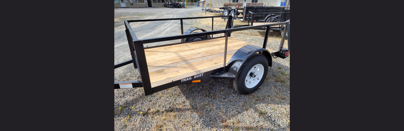 Home Trail Dust Trailers Local OR utility trailer dealer with flatbed utility trailers and