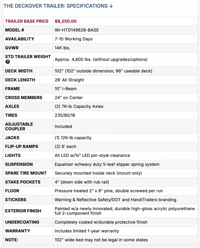 new Equipment / Flatbed Trailers HandiTrailers  for sale, in Sturtevant, WI Thumbnail 11