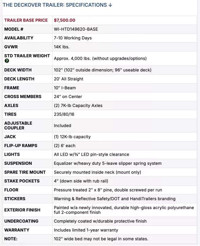 new Equipment / Flatbed Trailers HandiTrailers  for sale, in Sturtevant, WI Thumbnail 8