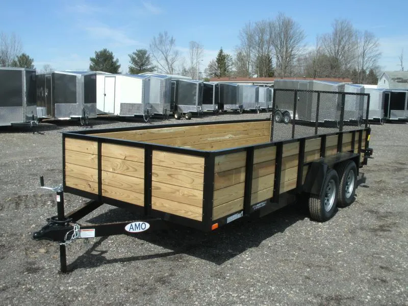 2024 AMO 82" x 16 Tandem UT Highside w/ Brake & Wrapped Tongue Utility Trailer
