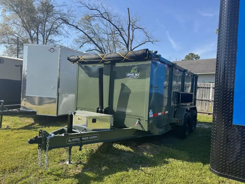 2025 Steel Pines Cargo 7X14TA5 Dump Trailer Rex Series Army Green Dump Trailer