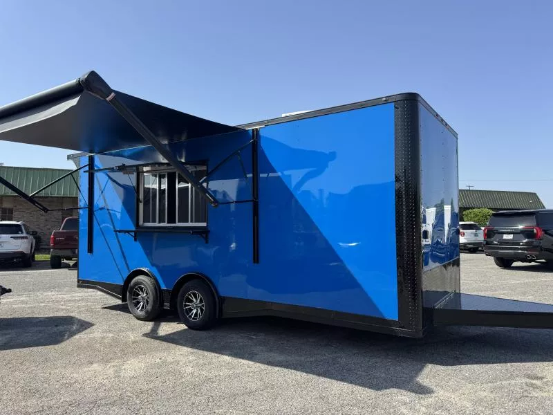 2025 Steel Pines Cargo 8.5x20TA3 Blue Beverage Concession Trailer Deluxe Series with Awning  Vending / Concession Trailer
