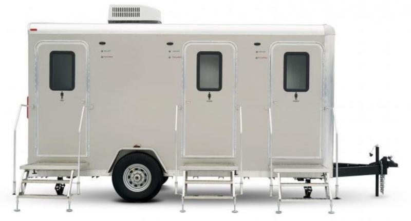 3 Station Restroom Trailers - 10 Various models (Options are additional charge) 3 Station Restroom Trailers - 10 Various models (Options are additional charge)