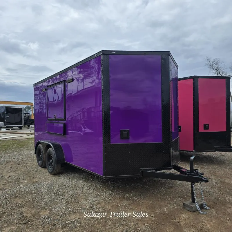 New 7X14 PURPLE Concession Vending Food Coffee Trailer