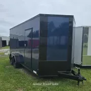 7X16TA TANDEM AXLE DARK BLUE BLACKOUT CARGO ENCLOSED TRAILER