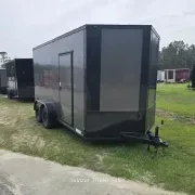 7X14TA TANDEM AXLE CHARCOAL BLACKOUT CARGO ENCLOSED TRAILER