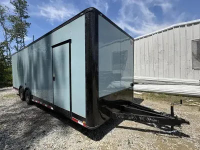 8.5X26TA2 Polar Blue & Blackout Package Race Trailer with Gullwing and E-track