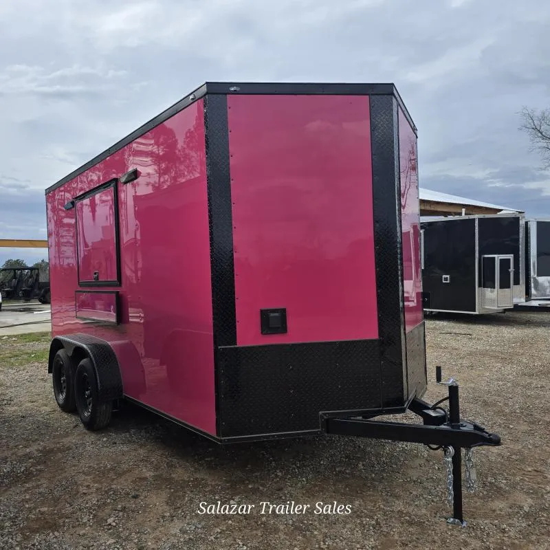 New 7X14 Pink Concession Vending Food Coffee Trailer