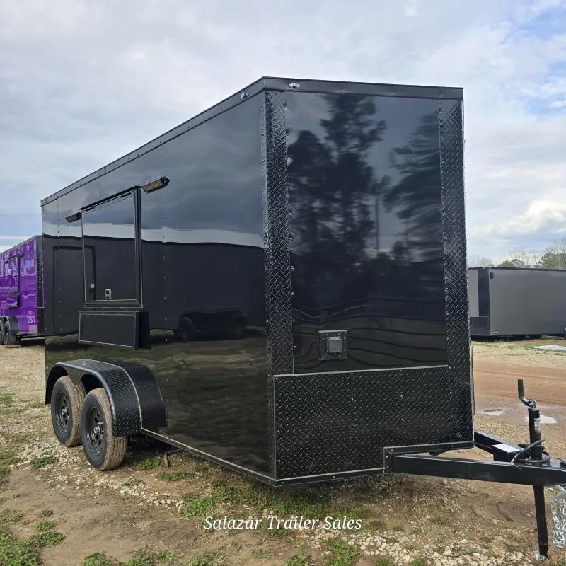New 7X14 Black Concession Vending Food Coffee Trailer